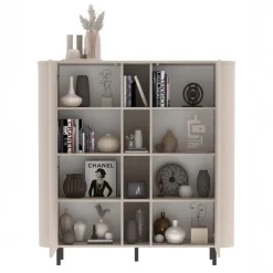 Credenza alta 150x154h cm 2 ante 4 vani a giorno beige cashmere Lucrezia