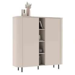 Credenza alta 150x154h cm 2 ante 4 vani a giorno beige cashmere Lucrezia