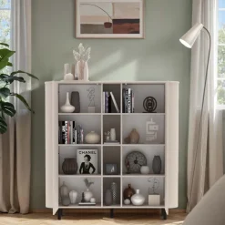 Credenza alta 150x154h cm 2 ante 4 vani a giorno beige cashmere Lucrezia