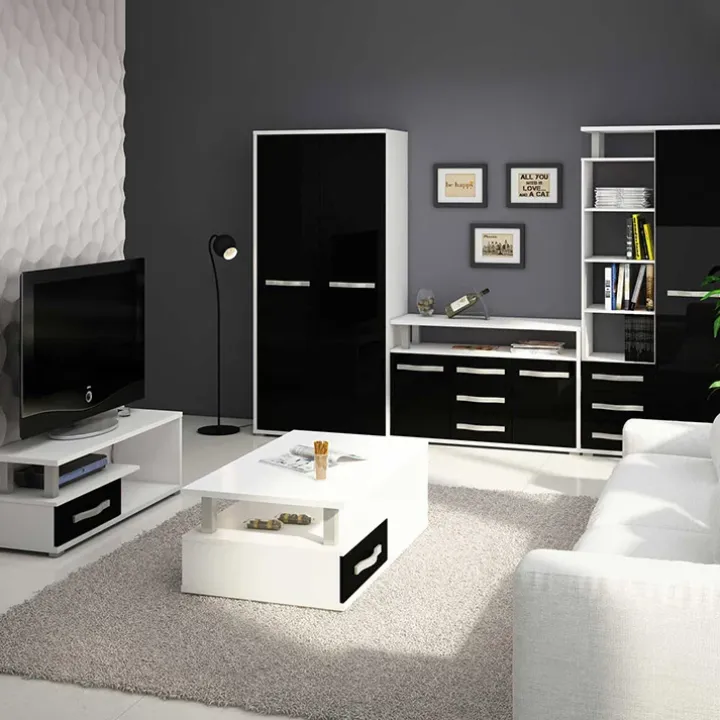 Credenza alta 90x198h cm bianco opaco nero lucido Lexy