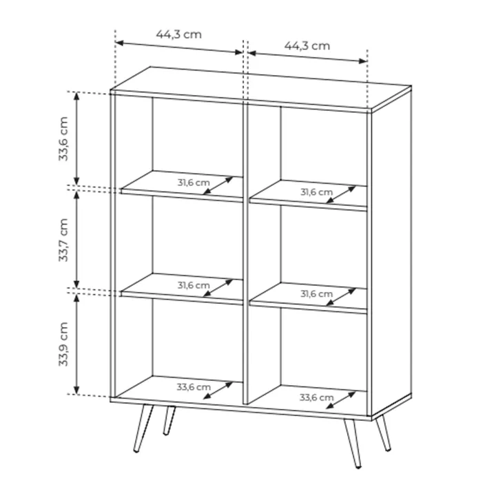 Credenza alta 94x126h cm con led 2 ante soggiorno noce Bois