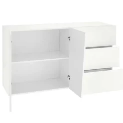 Credenza moderna 140x86h cm 2 ante 3 cassetti bianco lucido Candia Gihome®