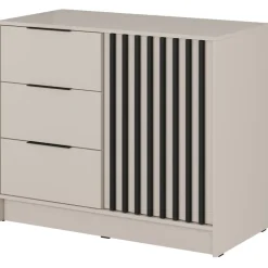 Credenza moderna 105x86h cm 3 cassetti beige cashmere Miller