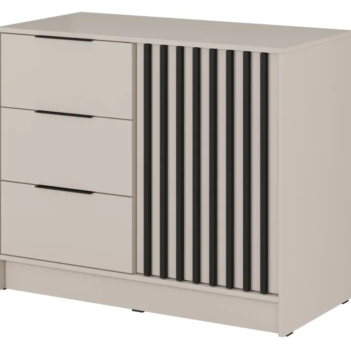 Credenza moderna 105x86h cm 3 cassetti beige cashmere Miller