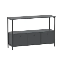 Credenza moderna 122x80h cm 2 ripiani 3 cassetti industrial metallo antracite Loft