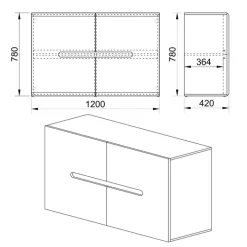 Credenza multiuso 120x78cm 2 ante moderna bianco lucido Biancastagno