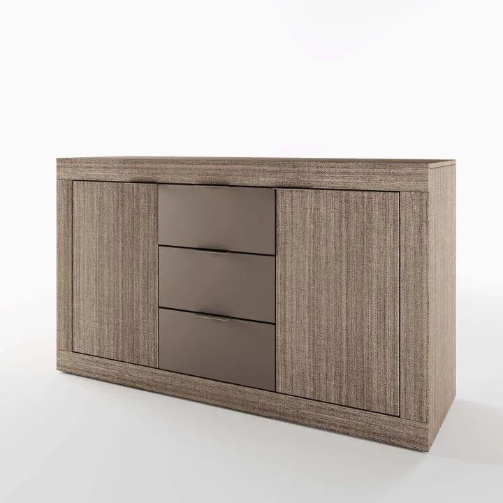 Credenza multiuso 138x81h cm 2 ante con 3 cassetti rovere scuro marrone Matera