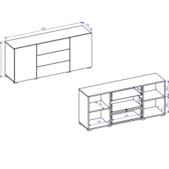 Credenza sospesa 140x63h cm moderna bianca Fusion