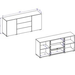 Credenza sospesa 140x63h cm moderna nero Fusion