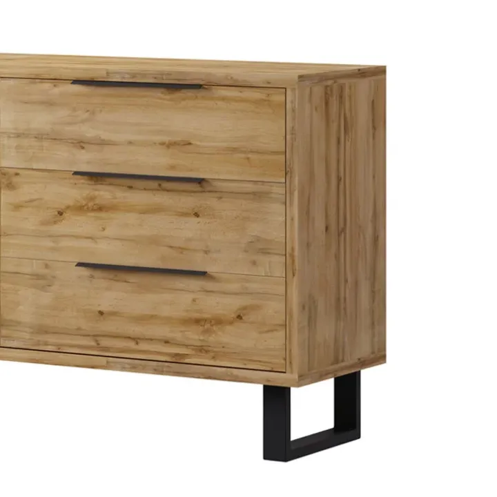Credenza 144x83h cm 1 anta 3 cassetti moderna quercia nero Petra