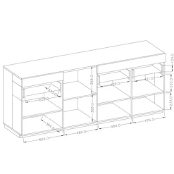 Credenza 219x85h cm 4 ante 2 cassetti bianco lucido rovere Bahama