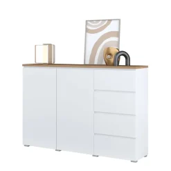 Credenza 150x100h cm 2 ante 4 cassetti bianco rovere Ischia