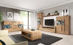 Credenza 180x103h cm 2 ante 3 cassetti con vetrinetta moderna rovere nero Maiorca