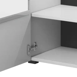 Credenza 180x103h cm 2 ante 3 cassetti con vetrinetta moderna bianco opaco e lucido Maiorca