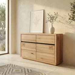 Credenza 120x85h cm 2 ante 2 cassetti legno massello rovere Tarselia