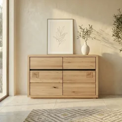 Credenza 120x85h cm 2 ante 2 cassetti legno massello rovere Tarselia