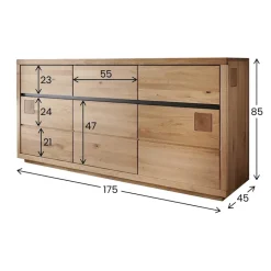 Credenza 175x85h cm 3 ante 3 cassetti legno massello rovere Tarselia