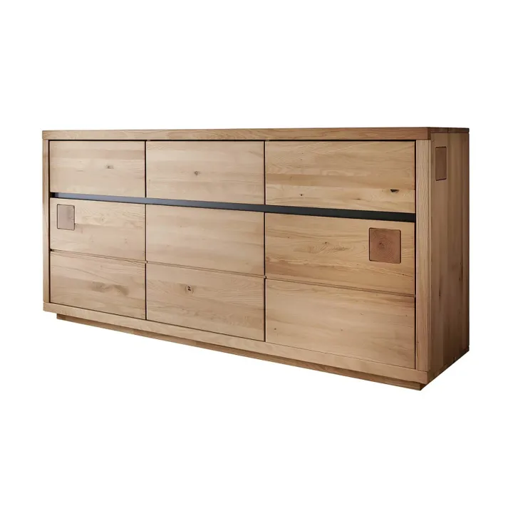 Credenza 175x85h cm 3 ante 3 cassetti legno massello rovere Tarselia