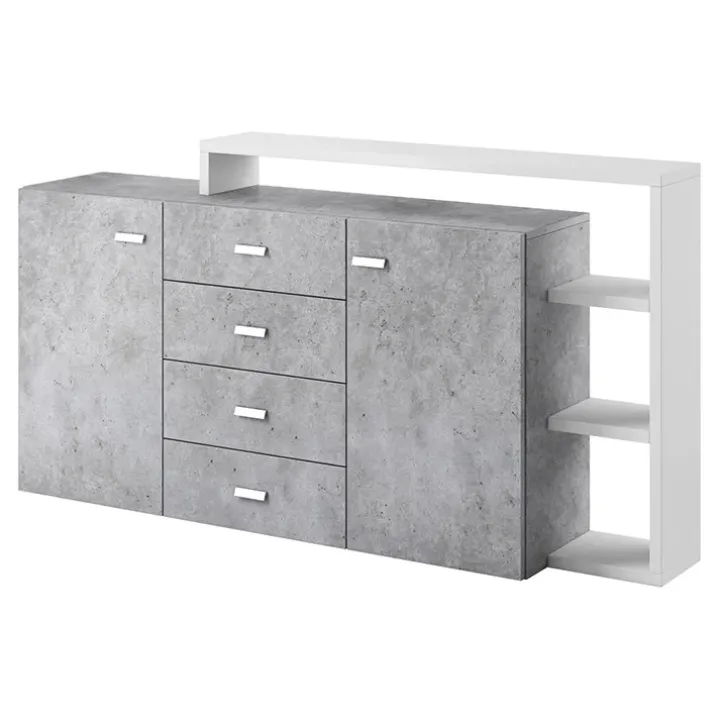 Credenza 180x98h cm 2 ante 4 cassetti moderna bianco cemento Megan Gihome®