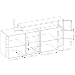 Credenza 180x97h cm 2 ante 4 cassetti moderna antracite spatolato noce Megan Gihome®