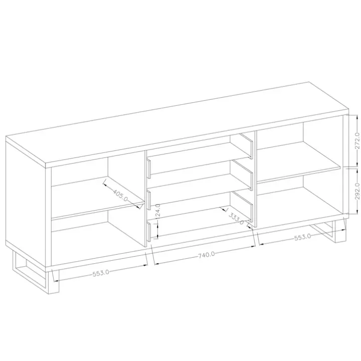 Credenza 201x83h cm 2 ante 3 cassetti moderna quercia nero Petra