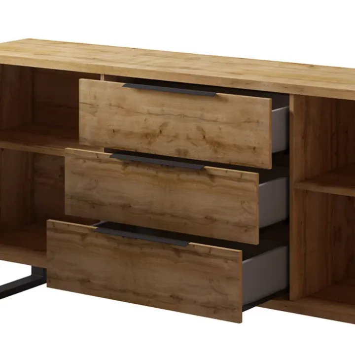 Credenza 201x83h cm 2 ante 3 cassetti moderna quercia nero Petra