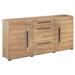 Credenza 180x86h cm 2 ante 3 cassetti moderna rovere nero Maiorca