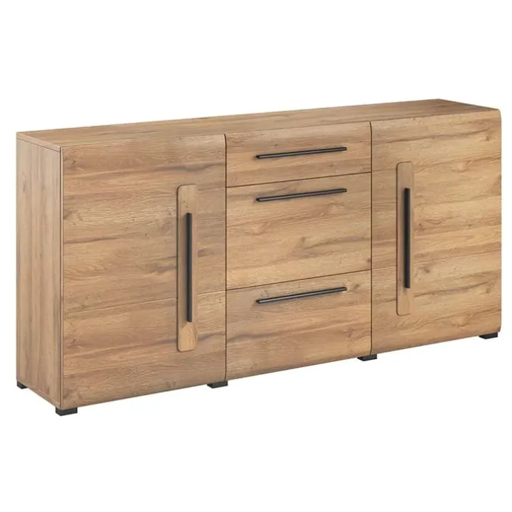Credenza 180x86h cm 2 ante 3 cassetti moderna rovere nero Maiorca