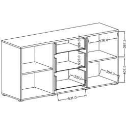 Credenza 180x86h cm 2 ante 3 cassetti moderna rovere nero Maiorca