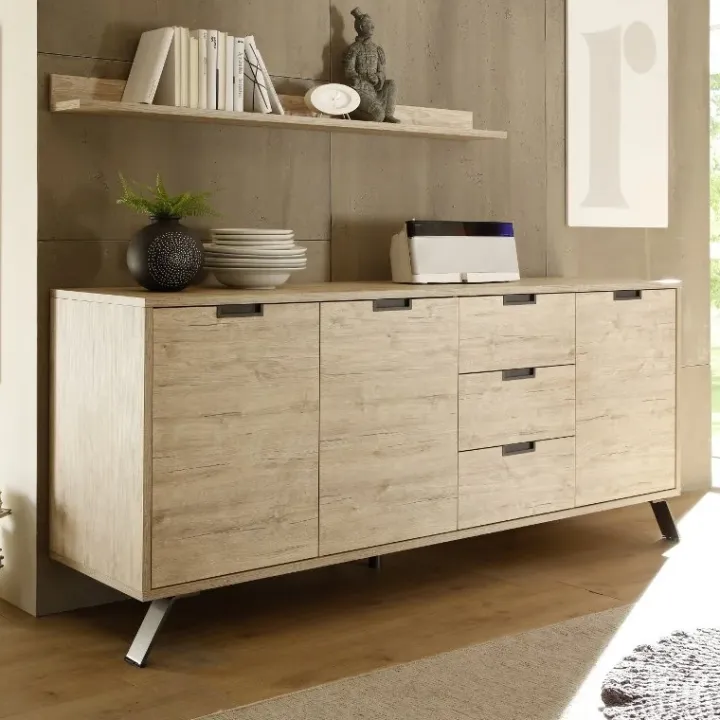 Credenza 206x86h cm 3 ante 3 cassetti moderna sherwood oak Juvena