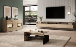Credenza 132x70h cm 2 ante 3 cassetti moderna rovere nero Emotion Gihome®