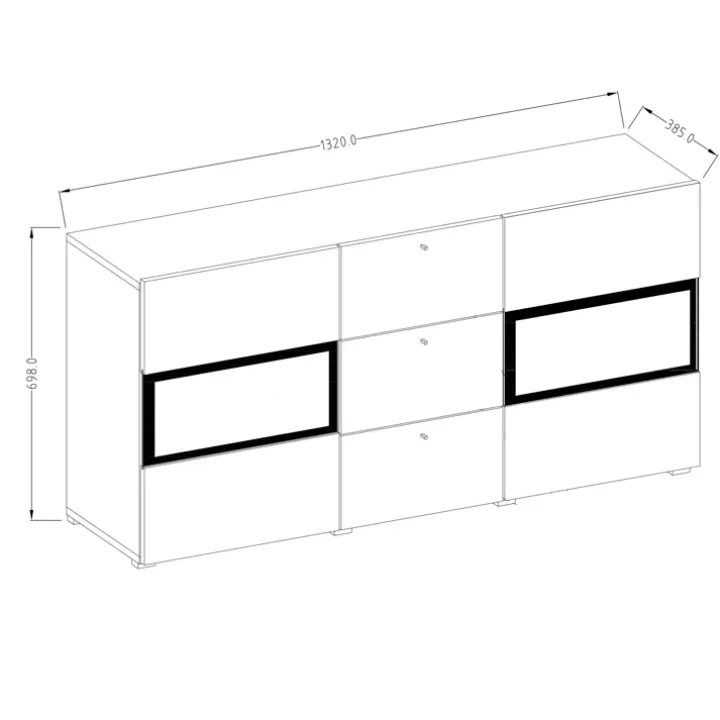 Credenza 132x70h cm 2 ante 3 cassetti moderna cemento Emotion Gihome®