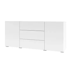 Credenza 140x63h cm 2 ante 3 cassetti moderna soggiorno bianca Fusion