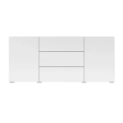 Credenza 140x63h cm 2 ante 3 cassetti moderna soggiorno bianca Fusion