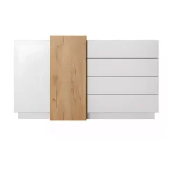 Credenza 160x94h cm 2 ante 4 cassetti moderna quercia bianco opaco James