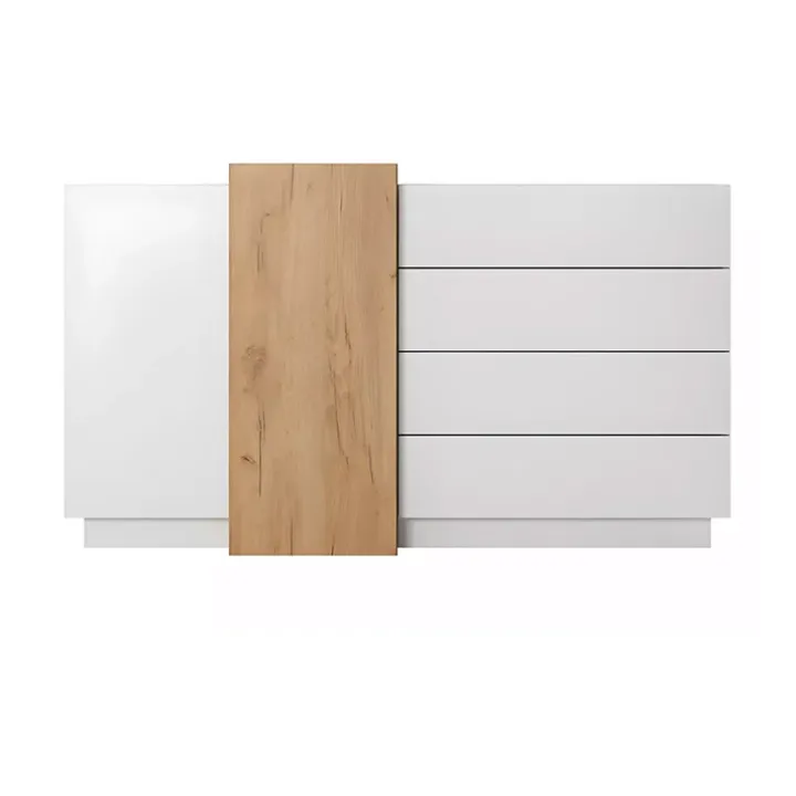 Credenza 160x94h cm 2 ante 4 cassetti moderna quercia bianco opaco James