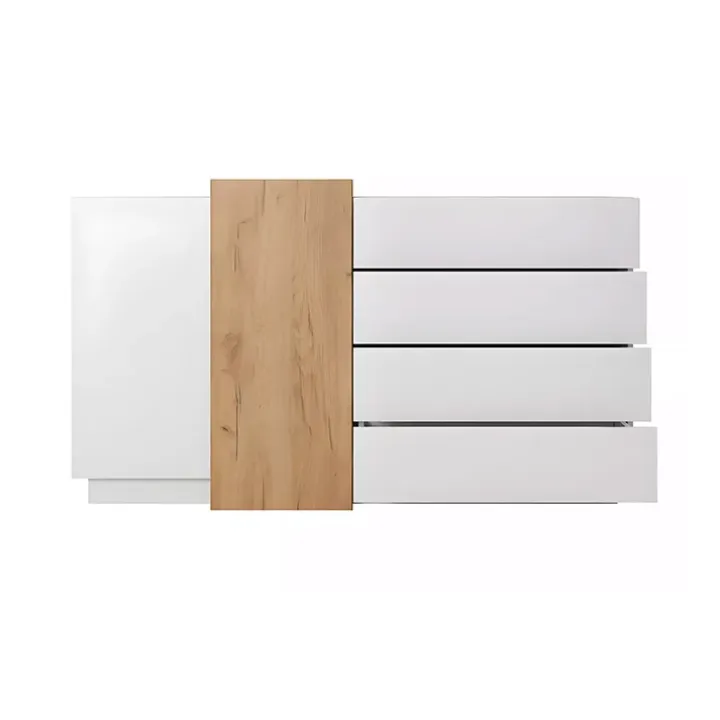 Credenza 160x94h cm 2 ante 4 cassetti moderna quercia bianco opaco James