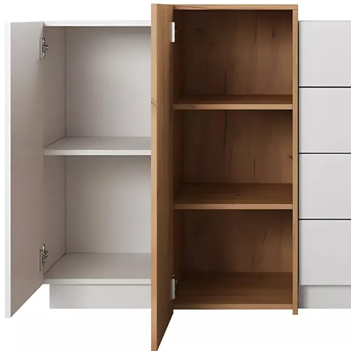 Credenza 160x94h cm 2 ante 4 cassetti moderna quercia bianco opaco James