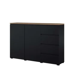 Credenza 150x100h cm 2 ante 4 cassetti nero rovere Ischia