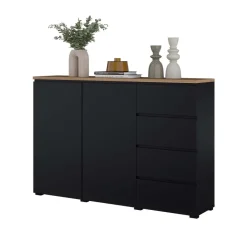 Credenza 150x100h cm 2 ante 4 cassetti nero rovere Ischia