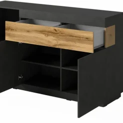 Credenza 150x85h cm 3 ante 1 cassetto moderna antracite rovere Bahama