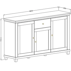 Credenza 160x93h cm 3 ante 1 cassetto moderna verde quercia Texel