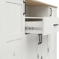 Credenza 194x99h cm 4 ante 1 cassetto scandinava bianco frassinato rovere Lars