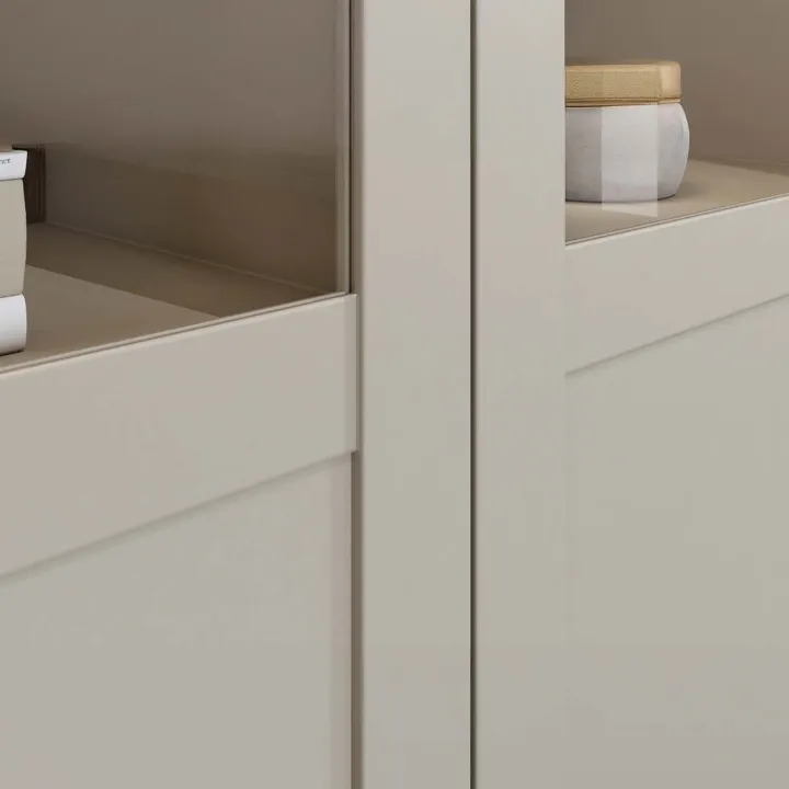 Credenza 126x138h cm 2 ante con vetrina 2 cassetti beige Texel