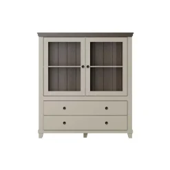 Credenza 126x138h cm 2 ante con vetrina 2 cassetti beige Texel