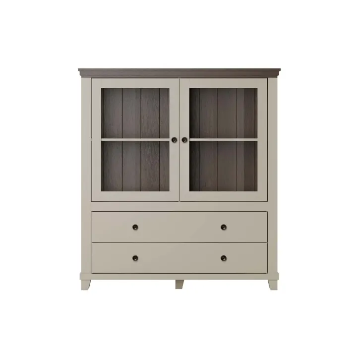 Credenza 126x138h cm 2 ante con vetrina 2 cassetti beige Texel