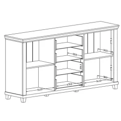 Credenza 181x93h cm 2 ante con vetrinetta 4 cassetti verde quercia Texel