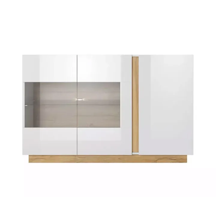 Credenza 138x91h cm 3 ante con vetrina moderna bianco rovere Noa Gihome®