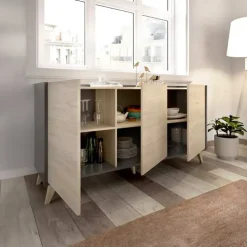 Credenza 155x75h cm 3 ante moderna ante rovere grafite Elmer