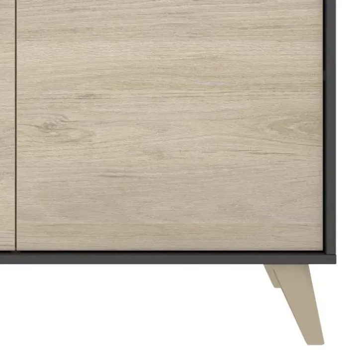 Credenza 155x75h cm 3 ante moderna ante rovere grafite Elmer